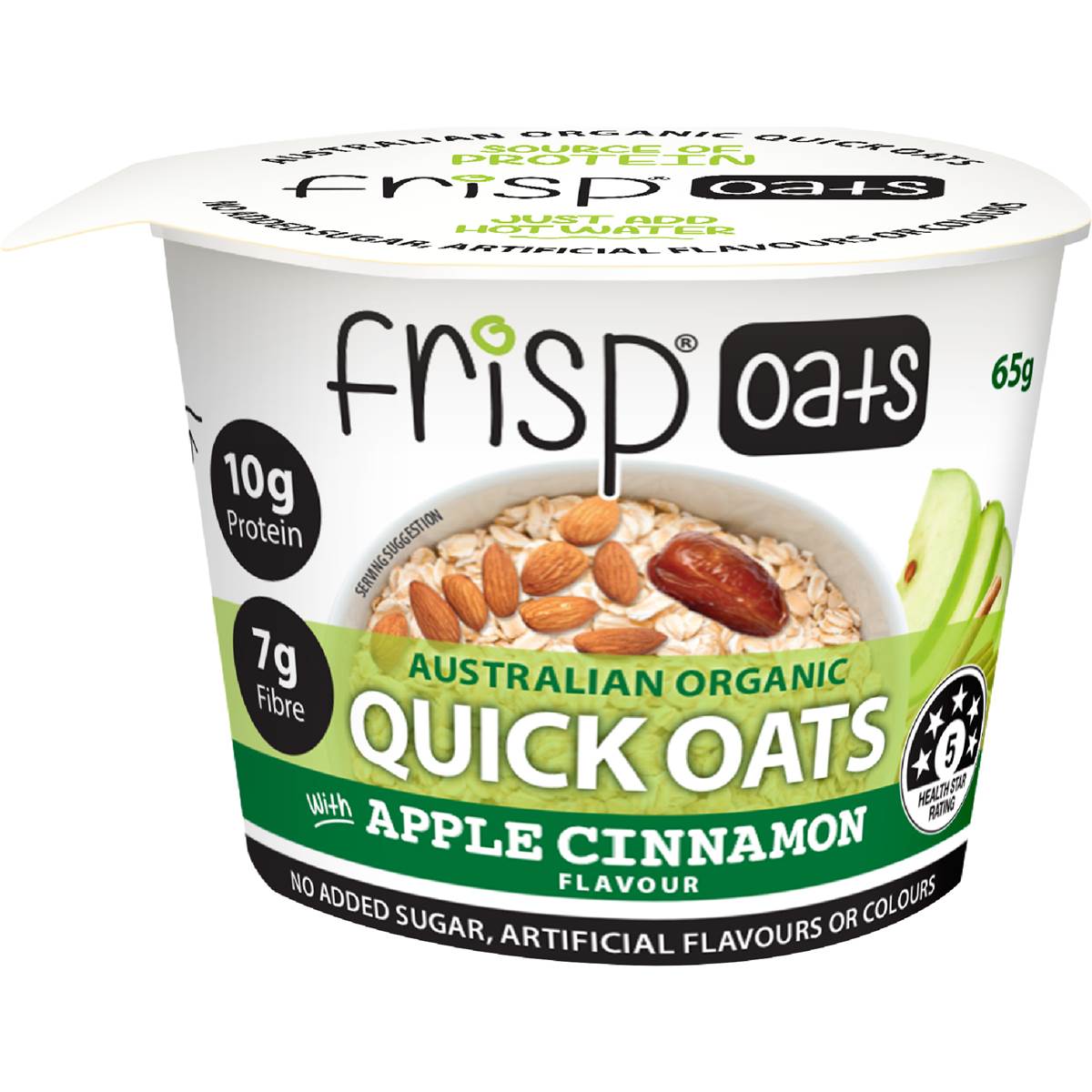 Frisp Organic Oats Apple Cinnamon 65g Woolworths