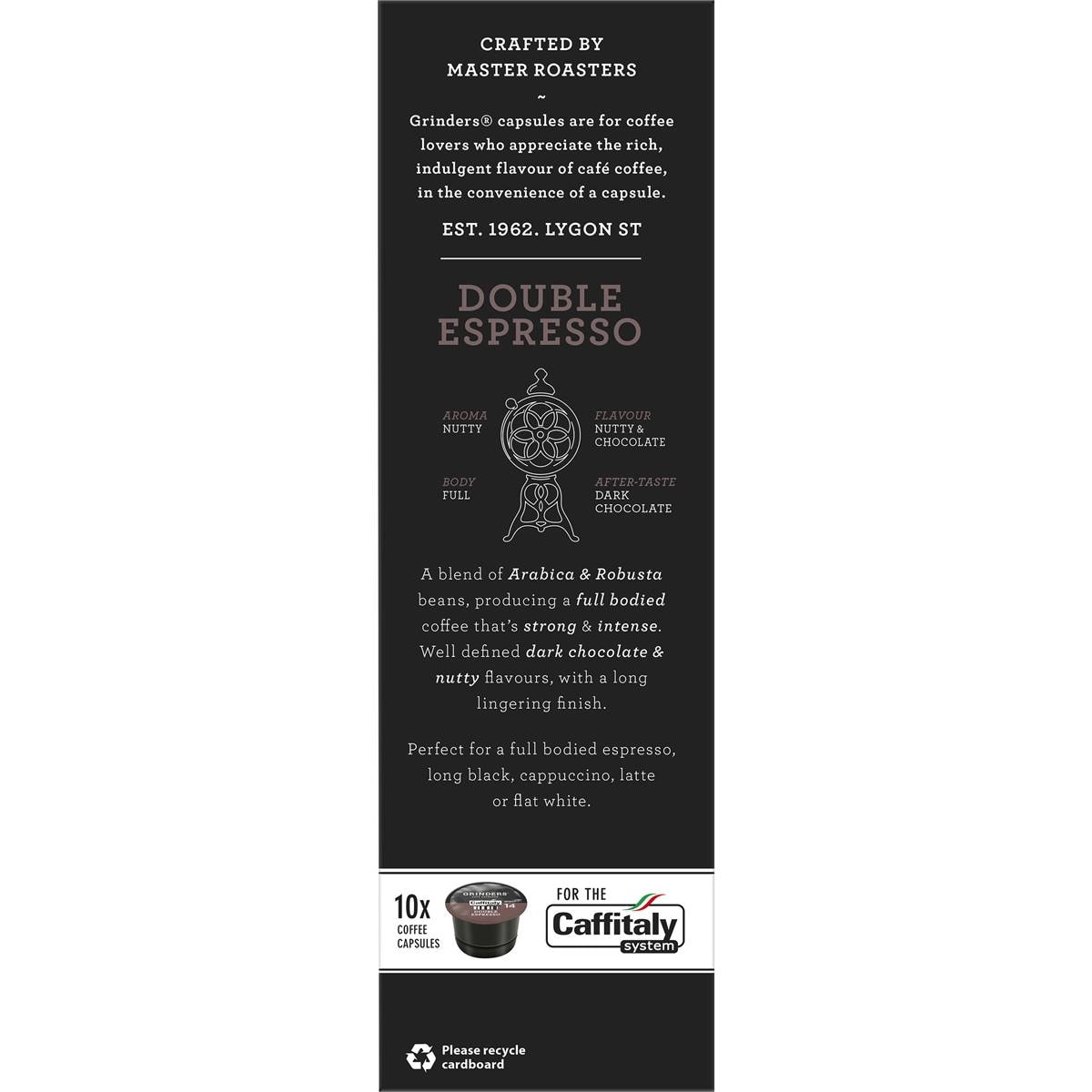 Grinders Coffee Double Espresso Caffitaly Capsules 80g X 10 Pack