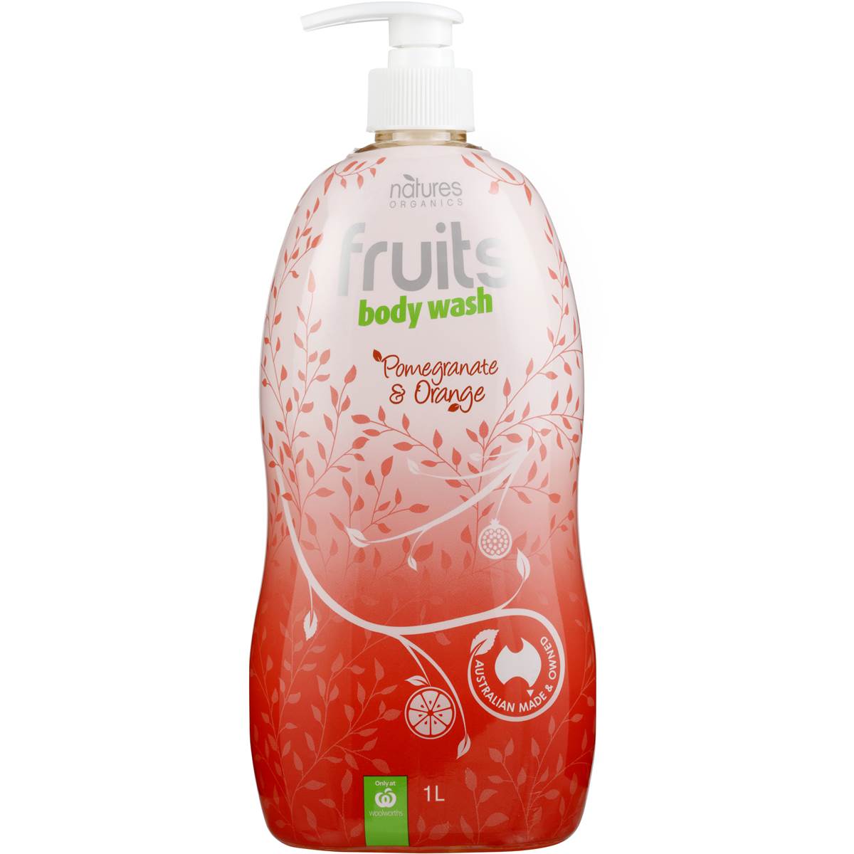 Natures Organics Fruits Body Wash Orange & Pomegranate 1l Woolworths
