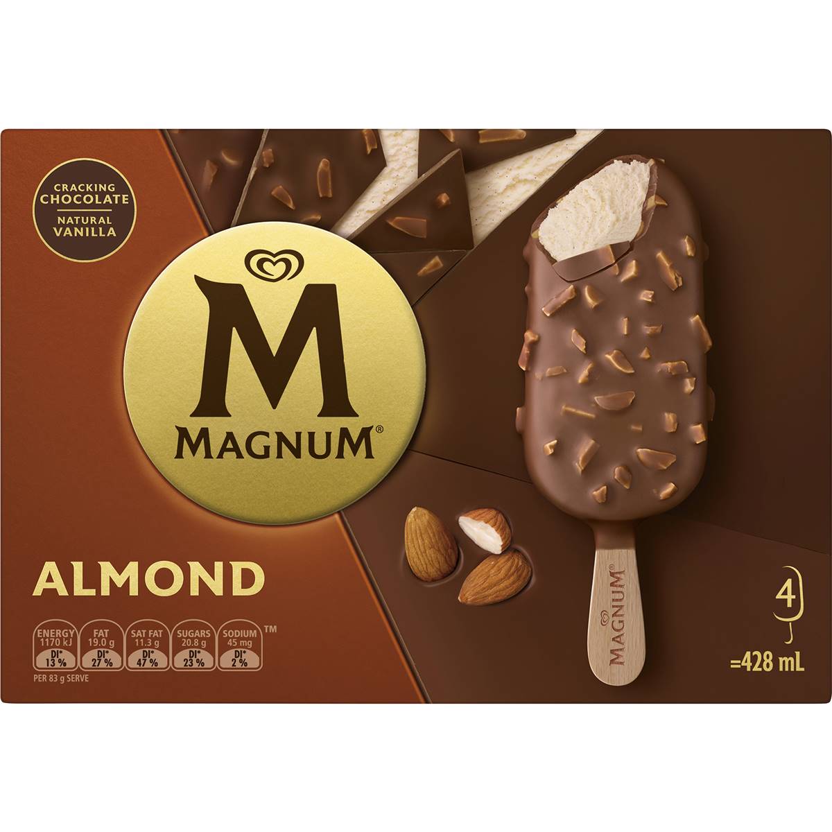 Magnum Almond Frozen Dessert Sticks 4 Pack | Woolworths