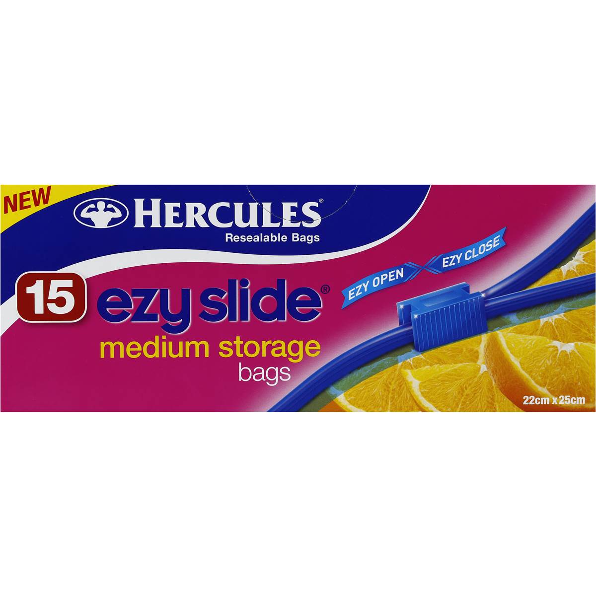Hercules Sandwich Bags Ezy Slide Medium 15 Pack Woolworths