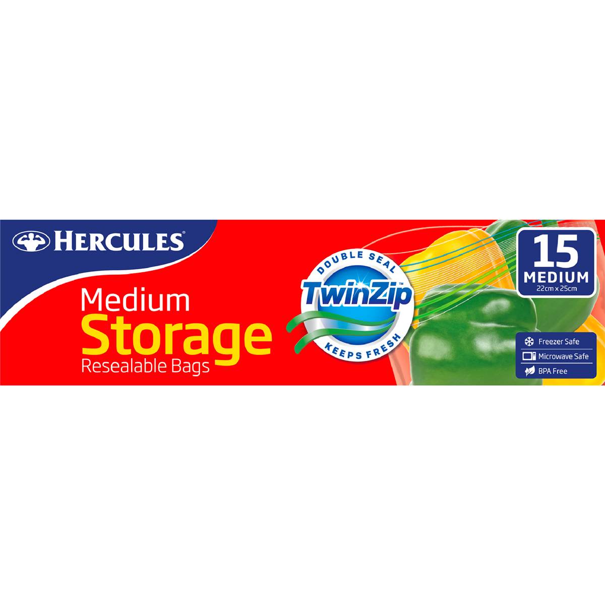 Hercules Resealable Twin Zip Medium Storage Bag 15 Pack Woolworths