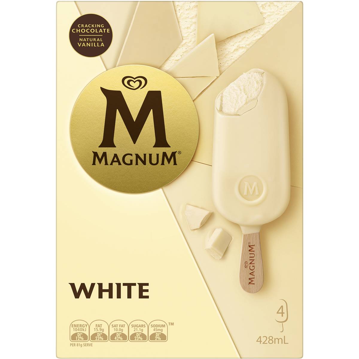 Magnum Ice Cream White Dessert Sticks 4 Pack Woolworths