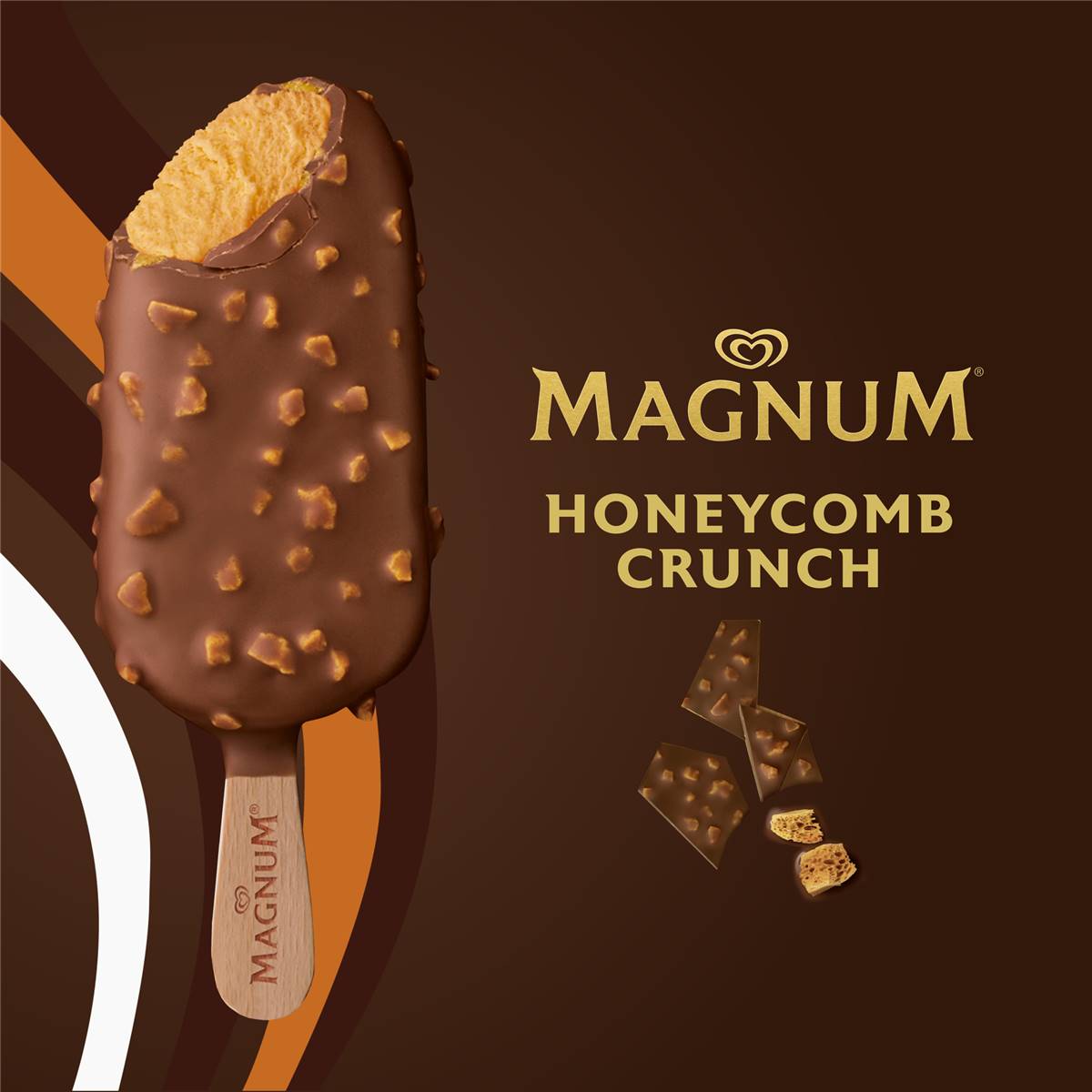 Magnum Ice Cream Sticks Honeycomb Crunch 107ml X 4 Pack | Woolworths