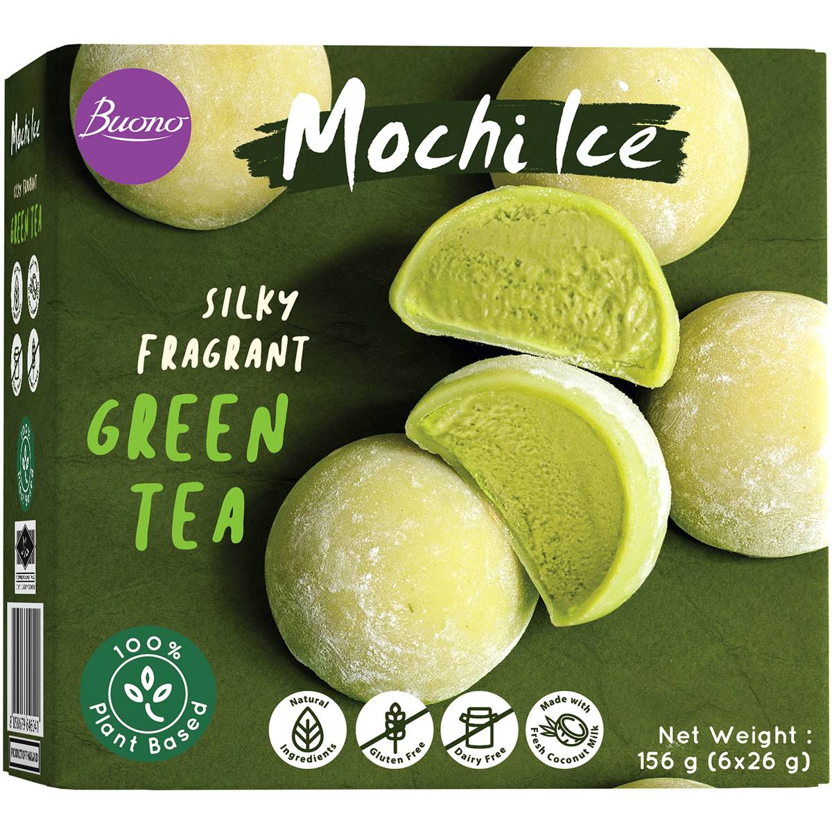 Buono Non Dairy Mochi Green Tea 156g Woolworths