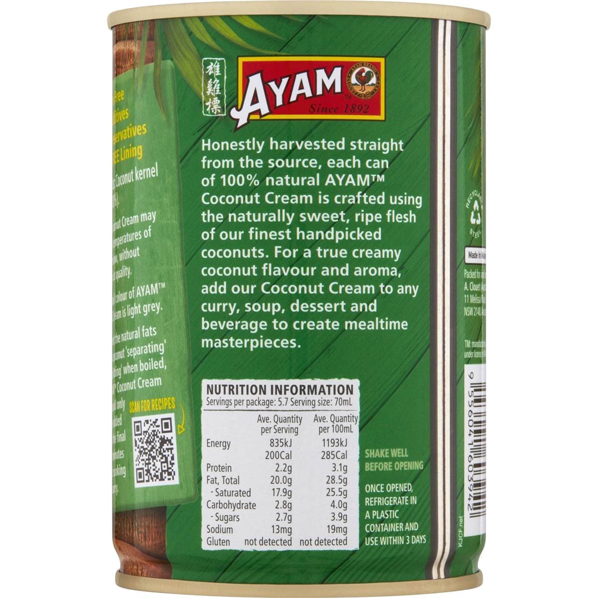 Ayam Coconut Cream 400ml Woolworths