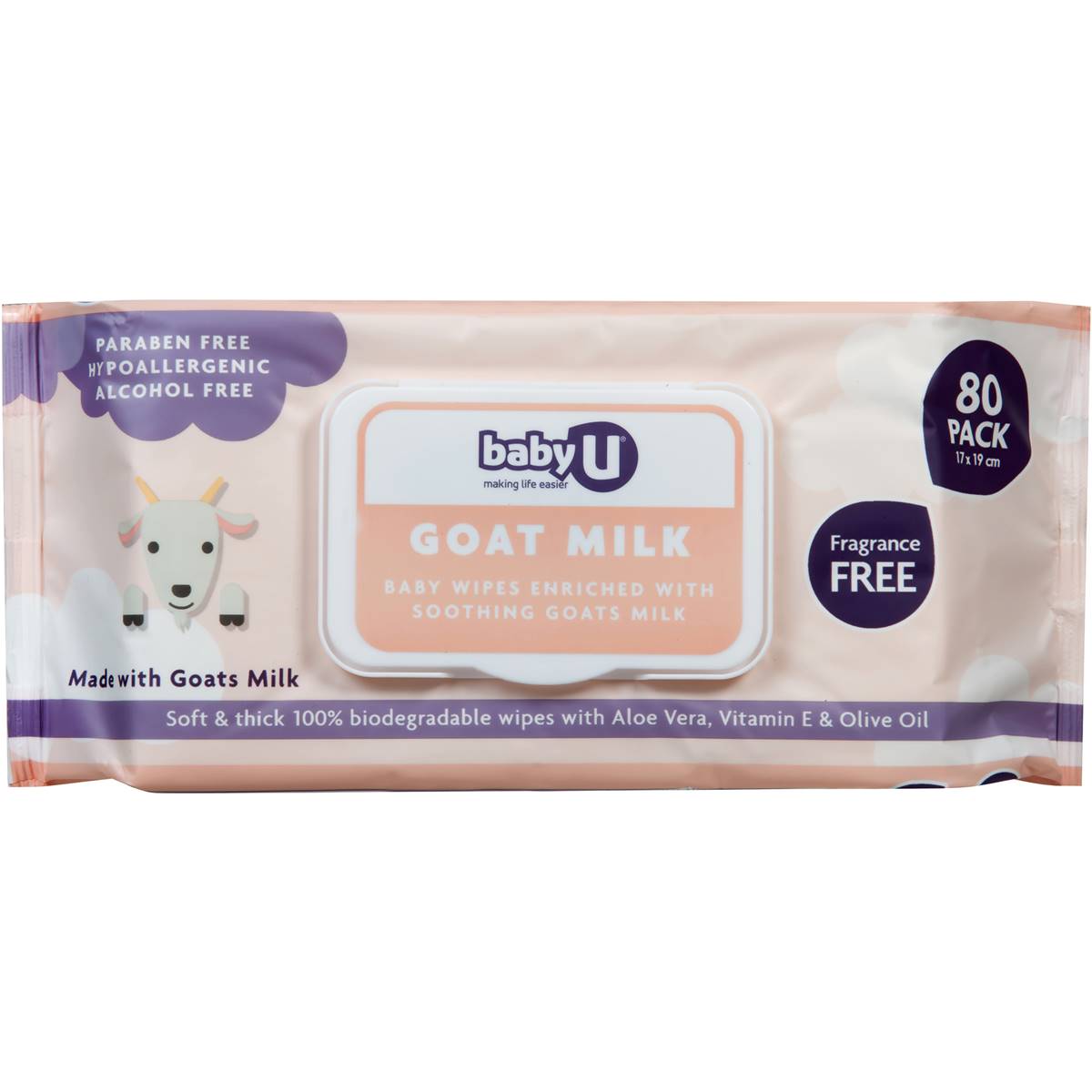 Baby U Goats Milk Baby Wipes Fragrance Free