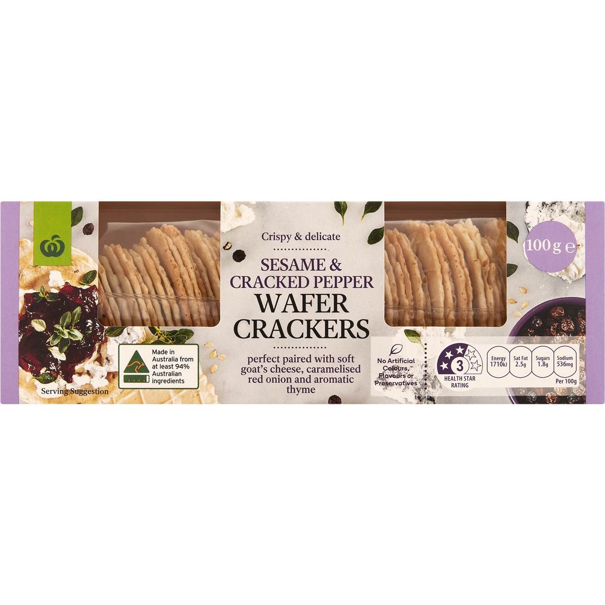 Woolworths Sesame & Cracked Pepper Wafer Crackers 100g | Woolworths