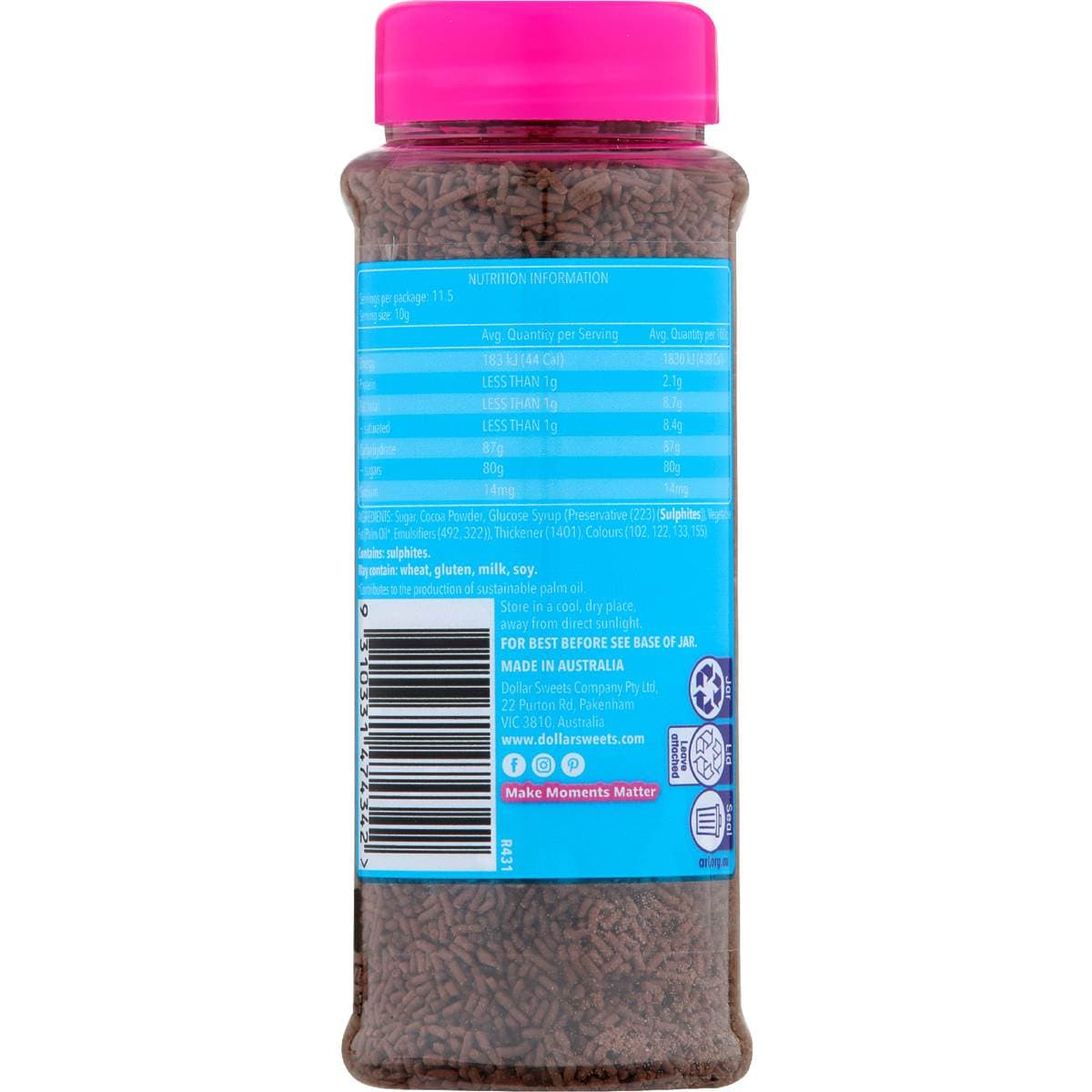 Dollar Sweets Choclettes Sprinkles Jar 115g Woolworths