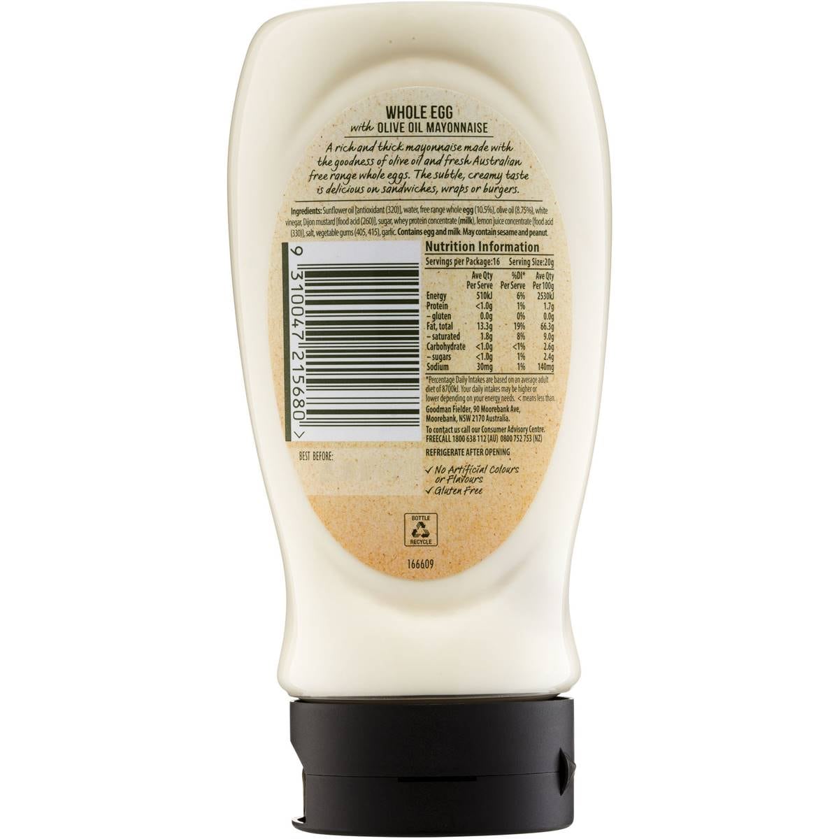 Praise Whole Egg Mayonnaise With Olive Oil 335g Woolworths