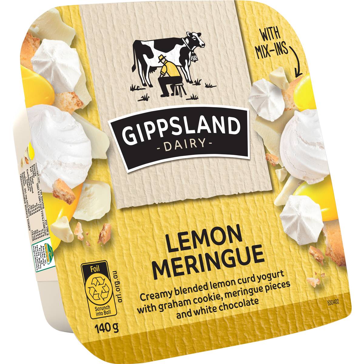 Gippsland Dairy Lemon Meringue Yoghurt With Mix-Ins 140g