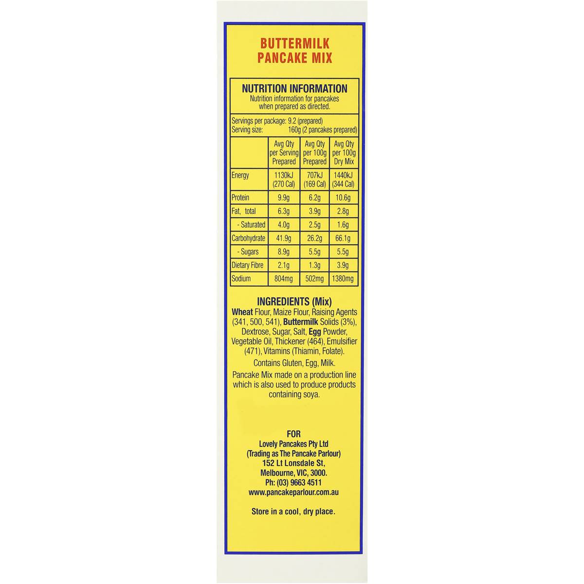 The Pancake Parlour Pancake Mix 500g Woolworths