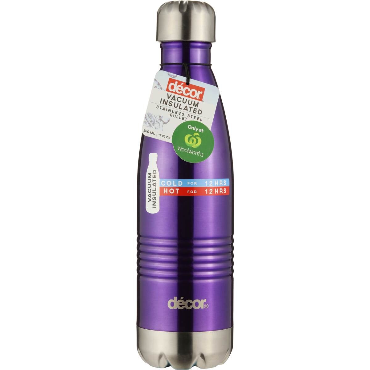 Decor Double Wall Insulated Bullet Bottle 500ml each Woolworths