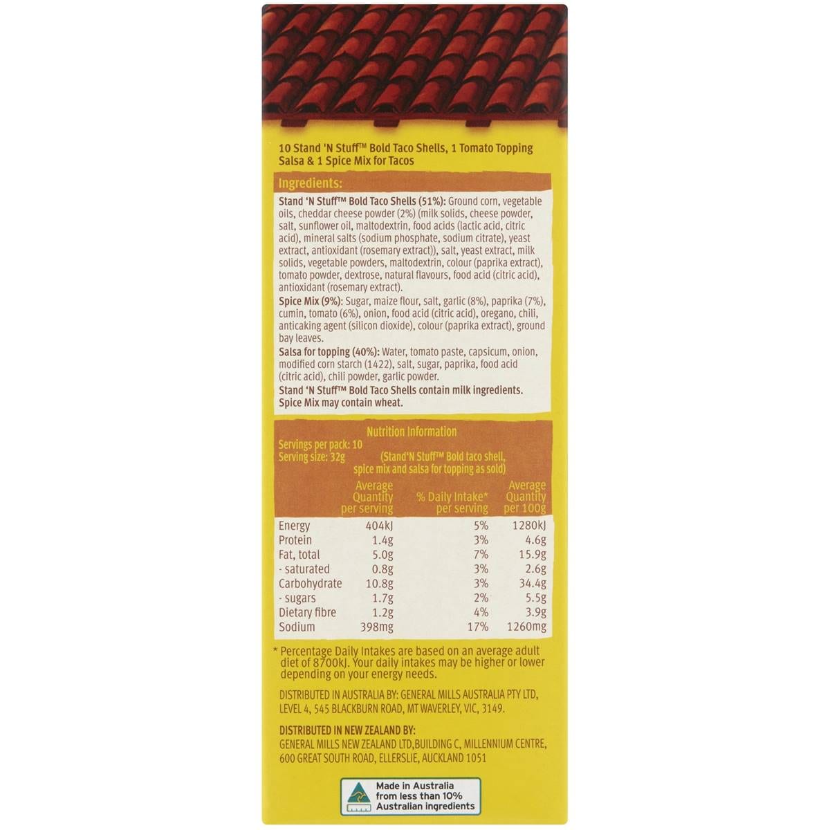 Old El Paso Stand 'n Stuff Bold Nacho Cheese Taco Kit 315g Woolworths