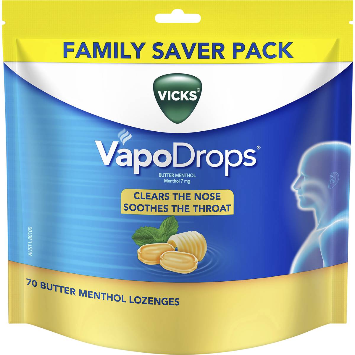 Vicks Vapodrops Butter Menthol Lozenges 70 Pack Woolworths
