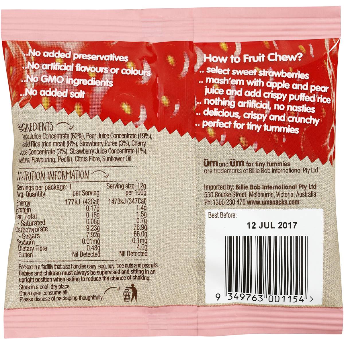 Um Fruit Chew Strawberry 12g Woolworths
