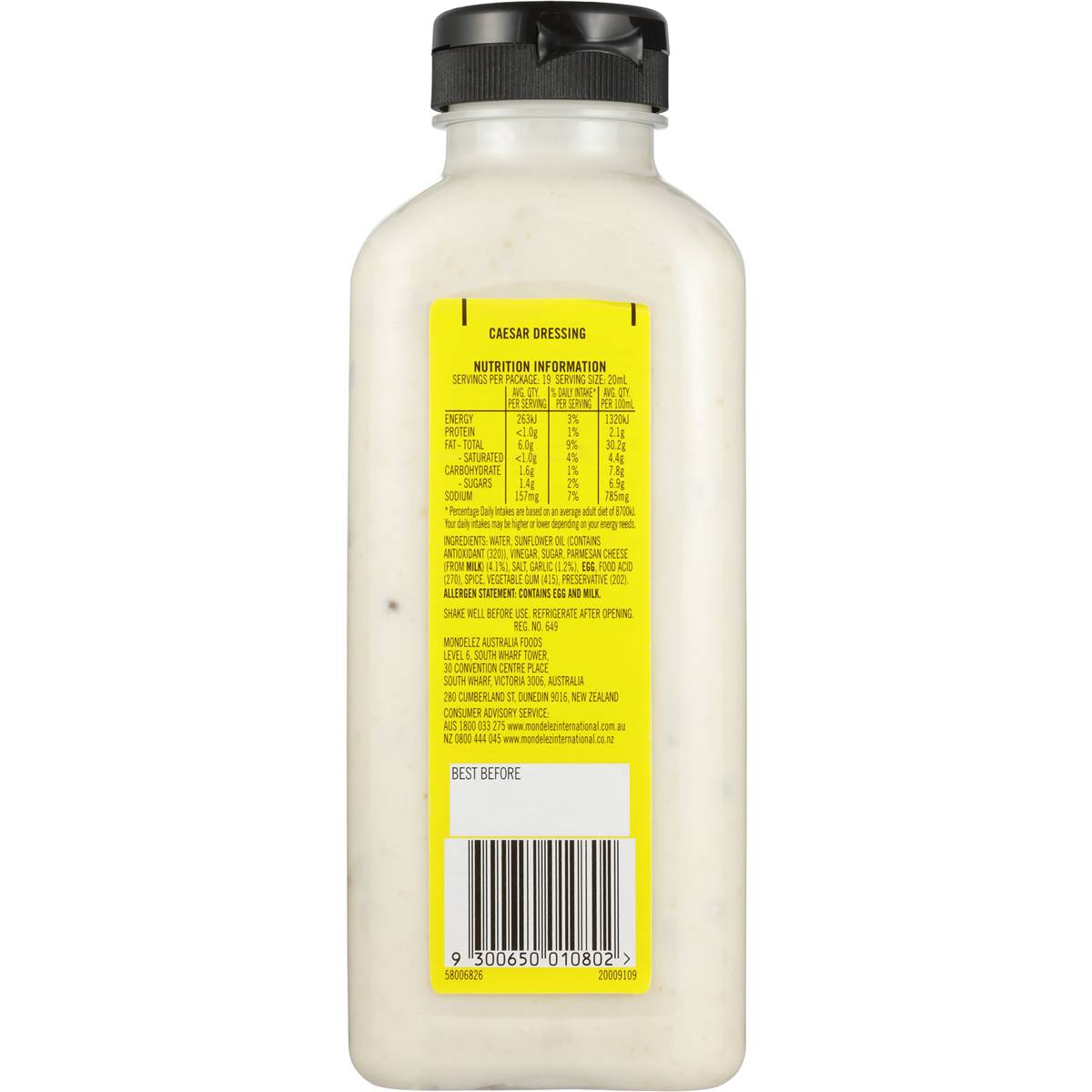 Zoosh Caesar Dressing With Parmesan 380ml Woolworths
