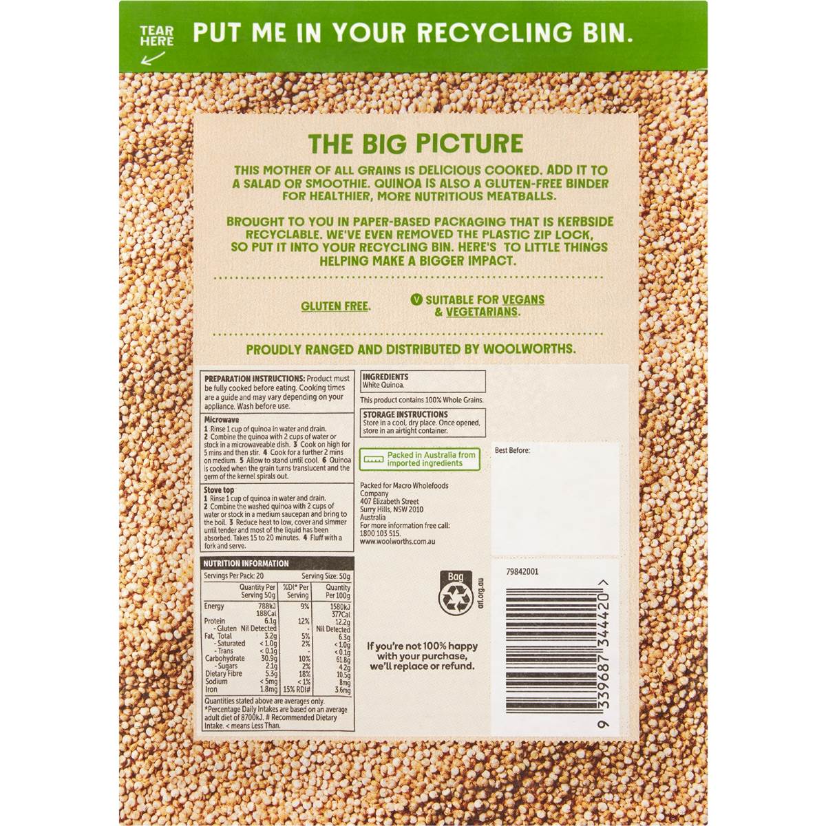 Macro White Quinoa 1kg Woolworths