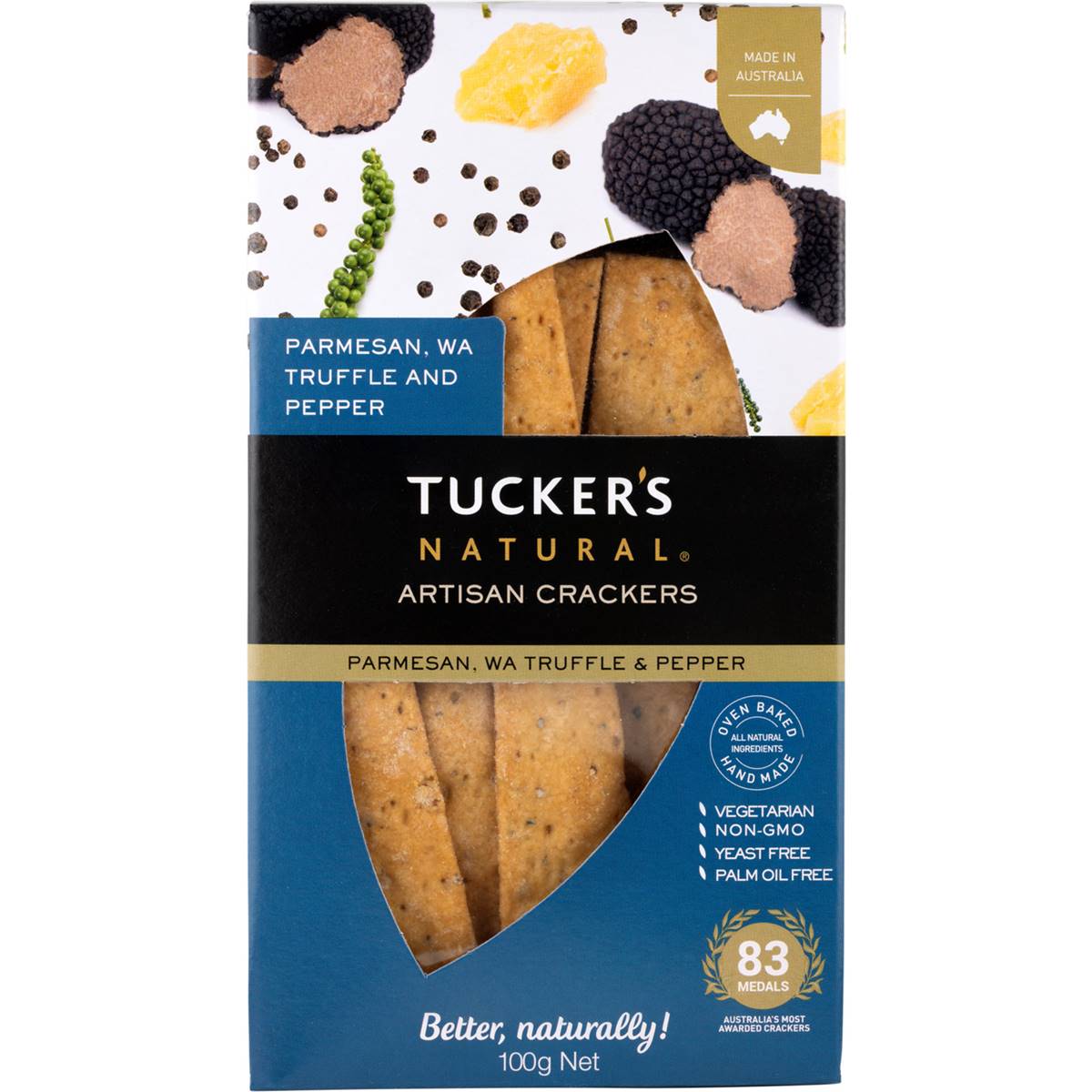 Tucker's Artisan Crackers Parmesan Truffle & Pepper 100g | Woolworths