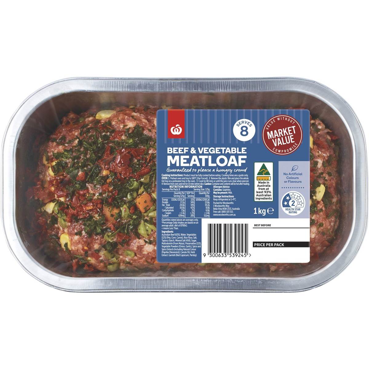 Select Beef & Vegetable Meatloaf 1kg Woolworths