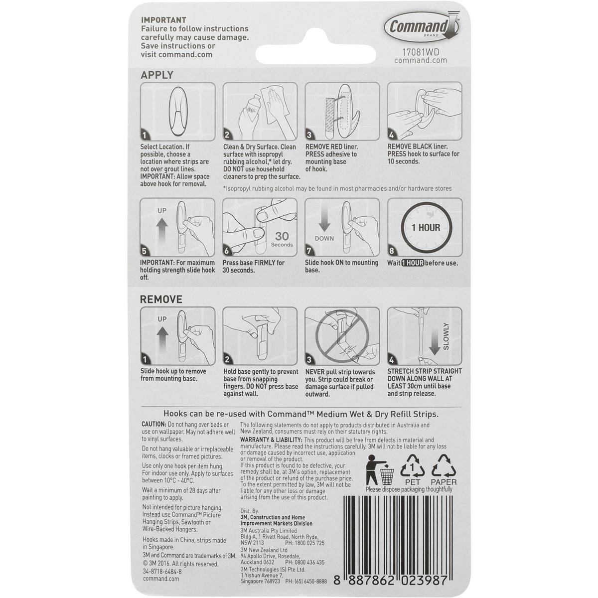 3m Command Wet & Dry Designer Hook 2 Pack | Woolworths