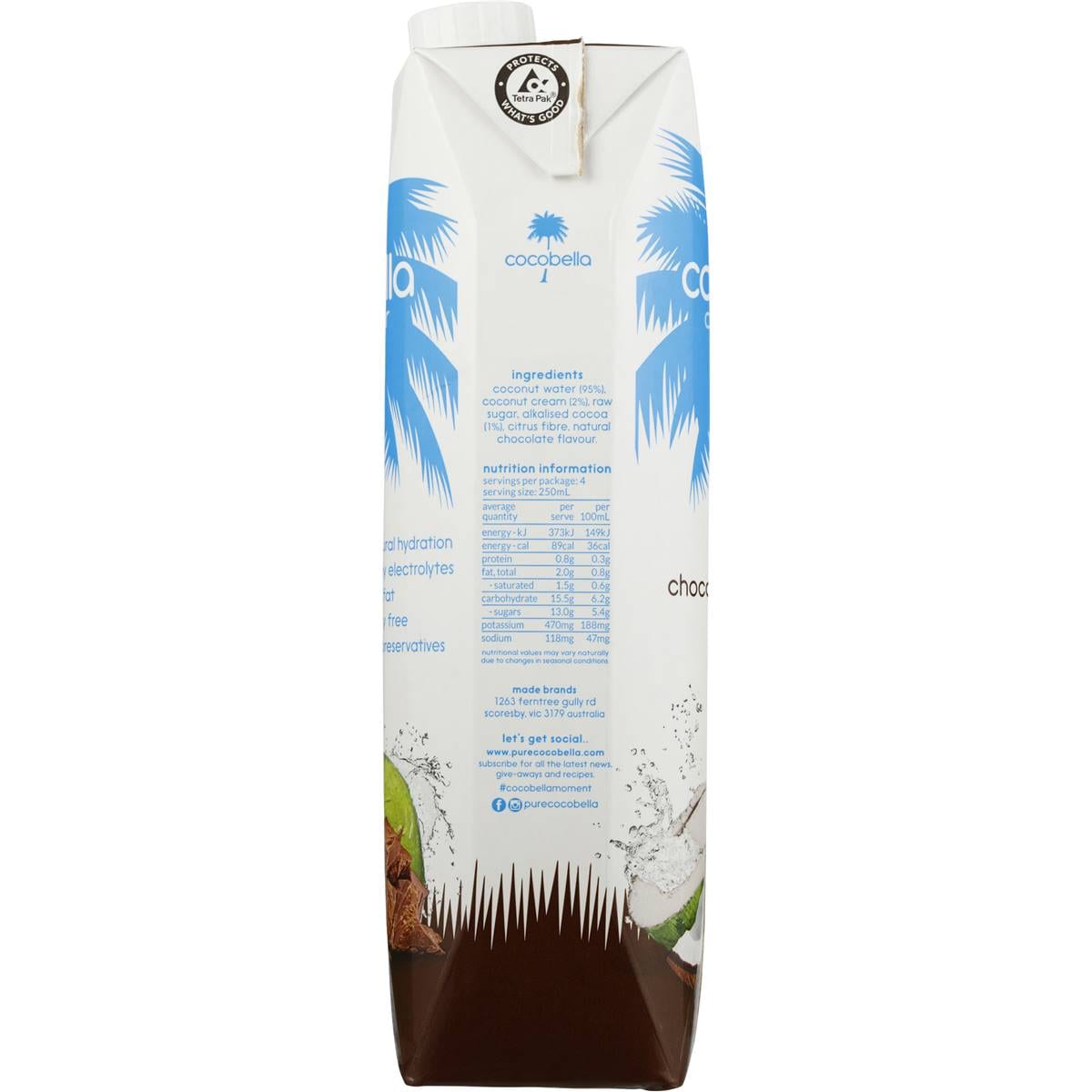 Cocobella Coconut Water Chocolate 1l bottle Woolworths