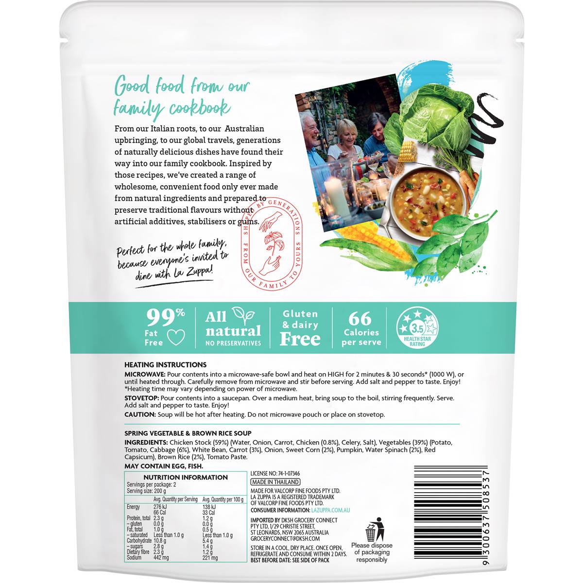 La Zuppa Soup Pouch Spring Vegetable & Brown Rice 400g Woolworths