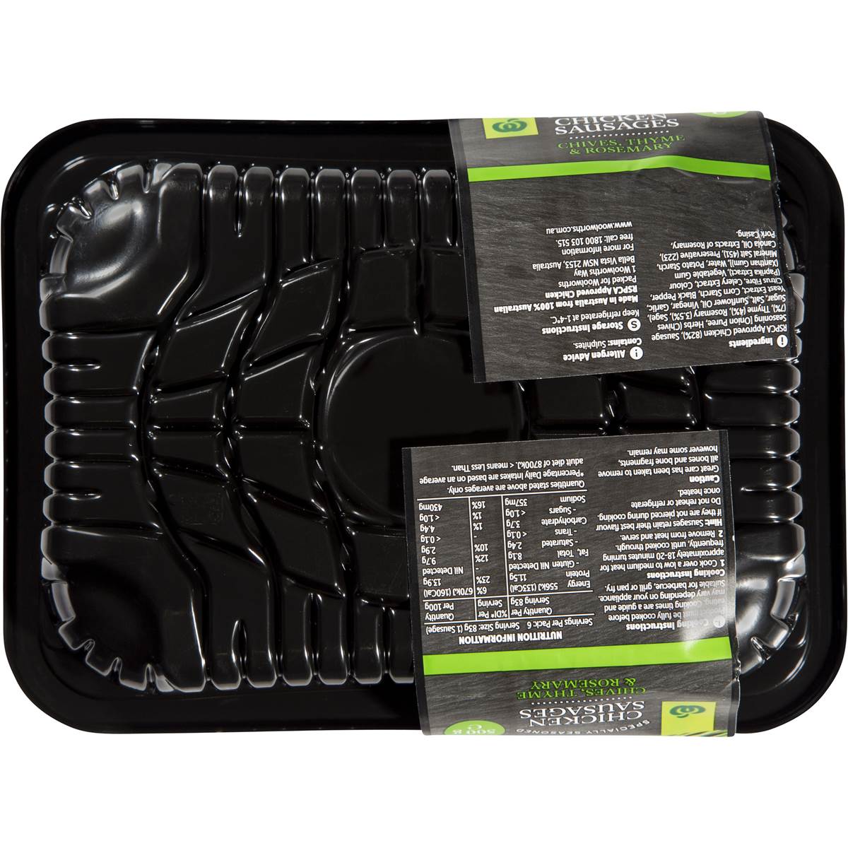 Woolworths Chicken Sausages Chives Thyme & Rosemary 500g Woolworths