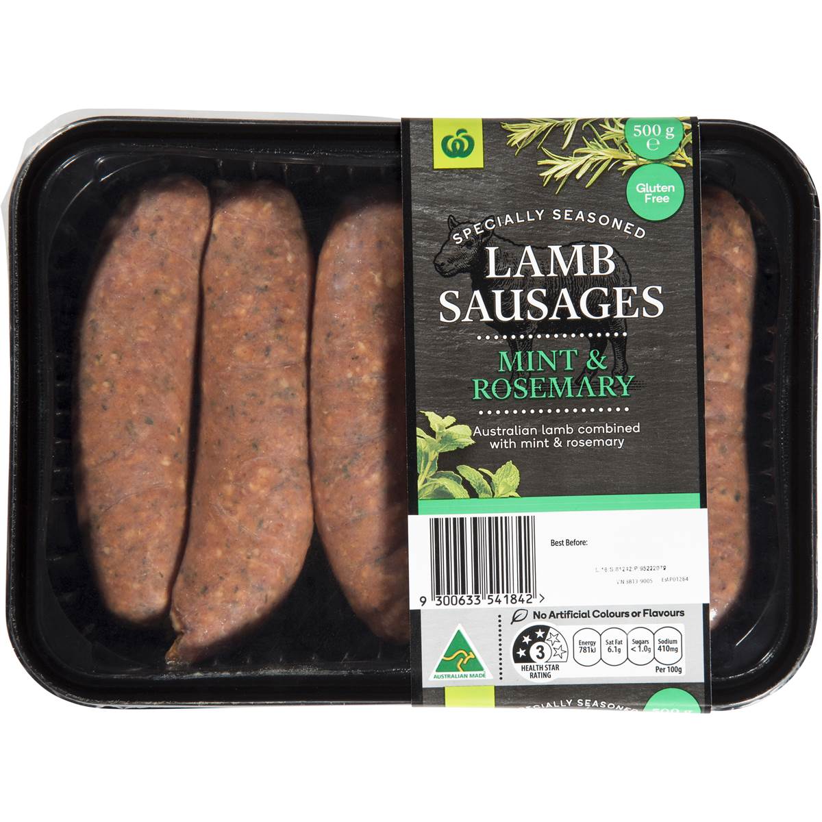 Woolworths Lamb Sausages With Mint & Rosemary 500g Woolworths
