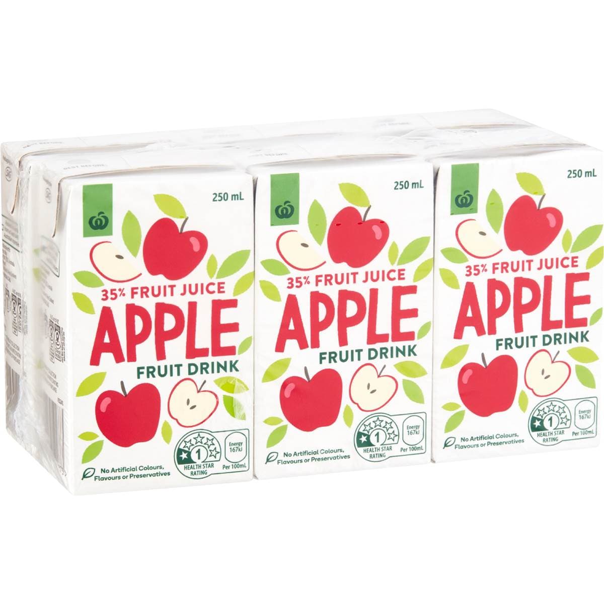 Woolworths Fruit Drink 35 Apple Juice Multipack 250ml X 6 Pack