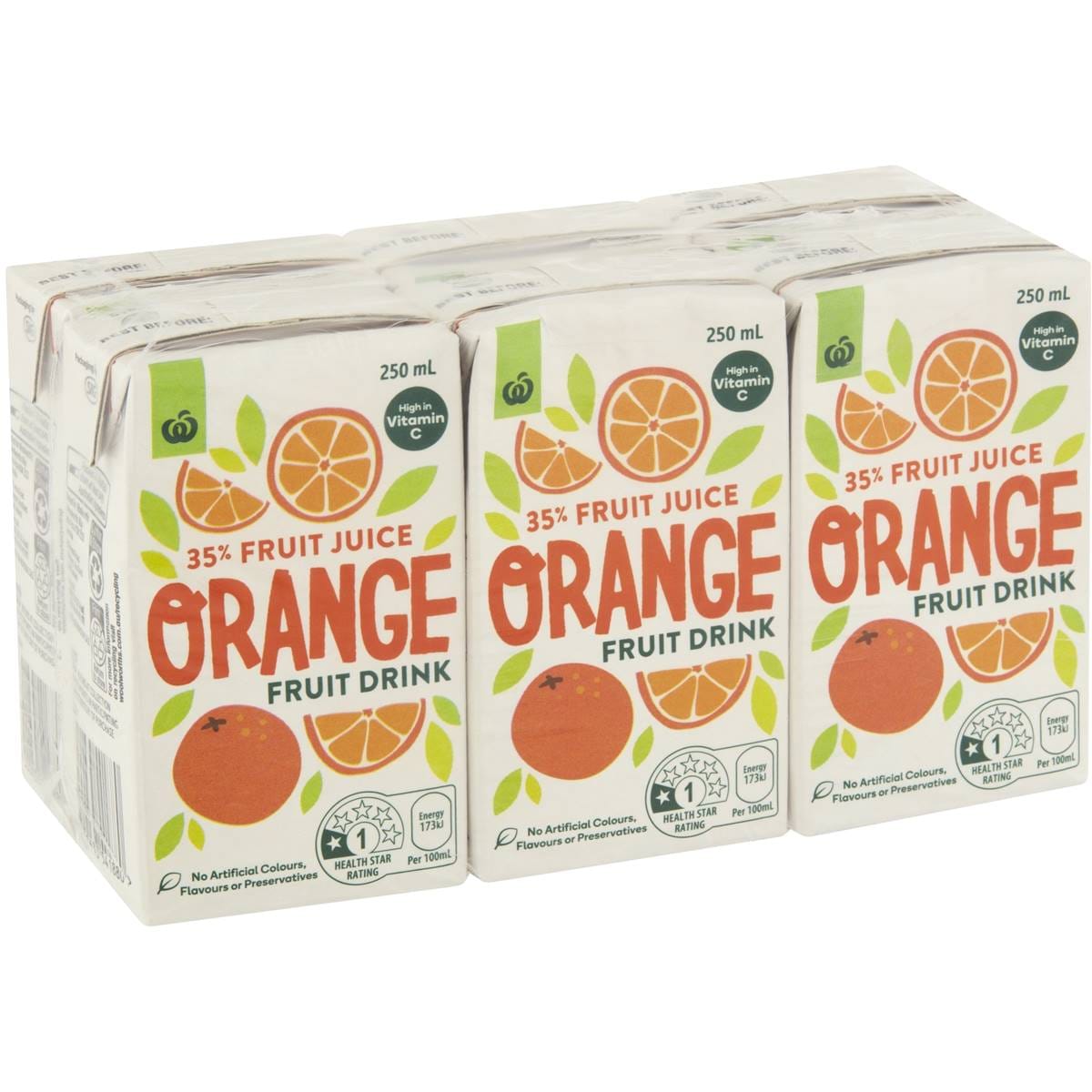 Woolworths Fruit Drink 35 Orange 6x250ml Woolworths