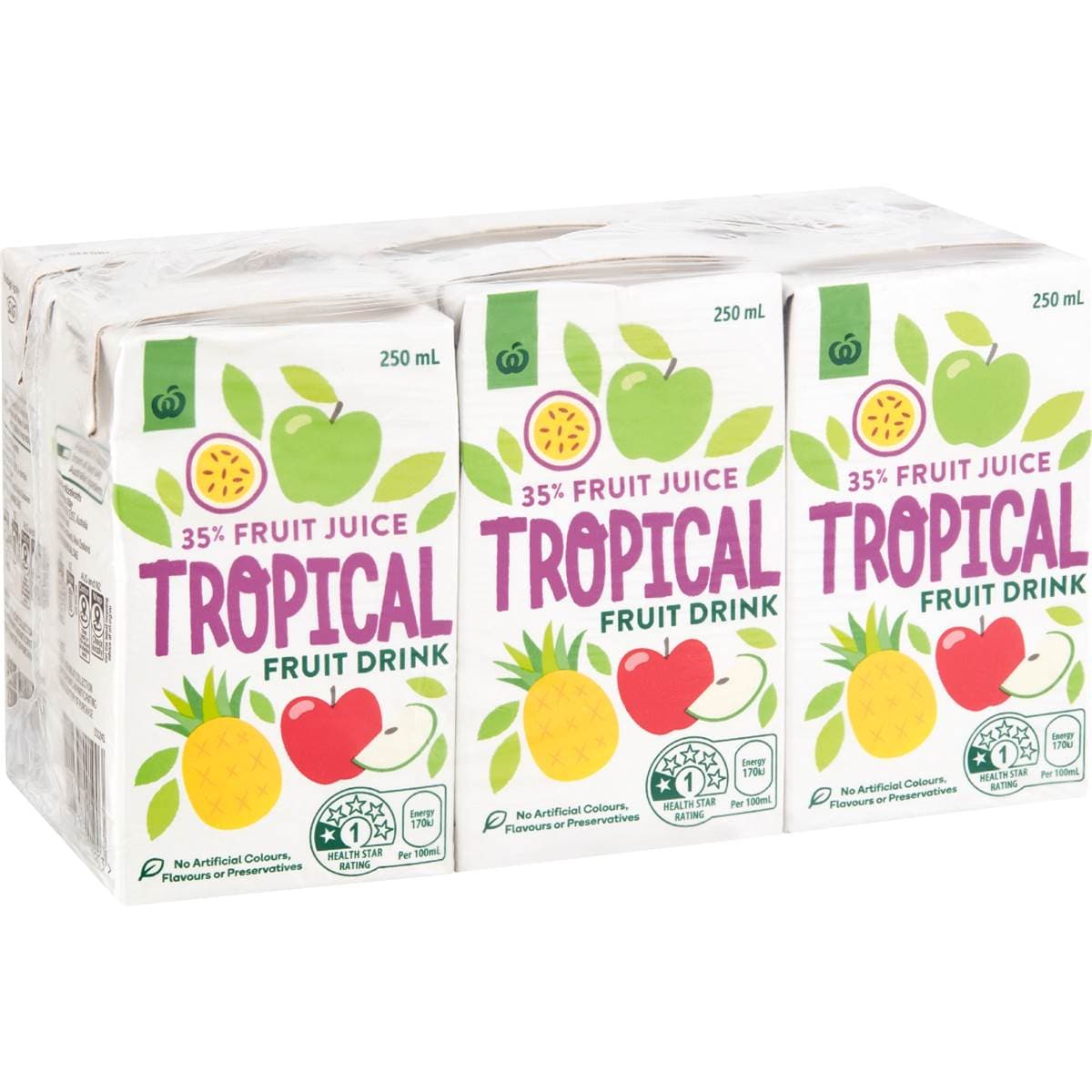 Woolworths Fruit Drink 35 Tropical Juice Multipack 250ml X 6 Pack