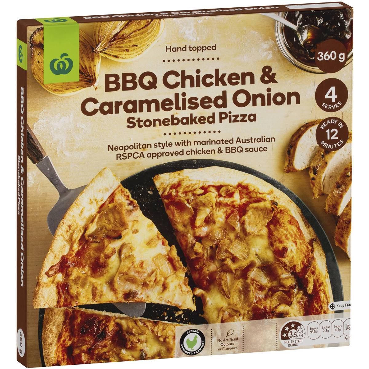 Woolworths Frozen Pizza Bbq Chicken & Onion 360g Woolworths