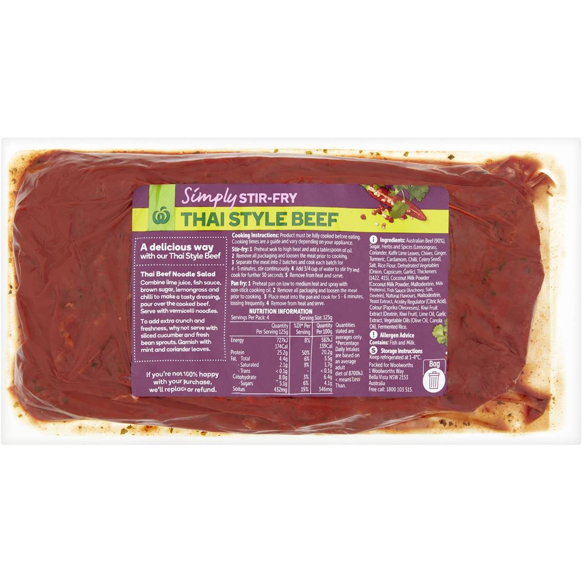 Woolworths Simply Stir Fry Beef Thai Style Marinated 500g Woolworths