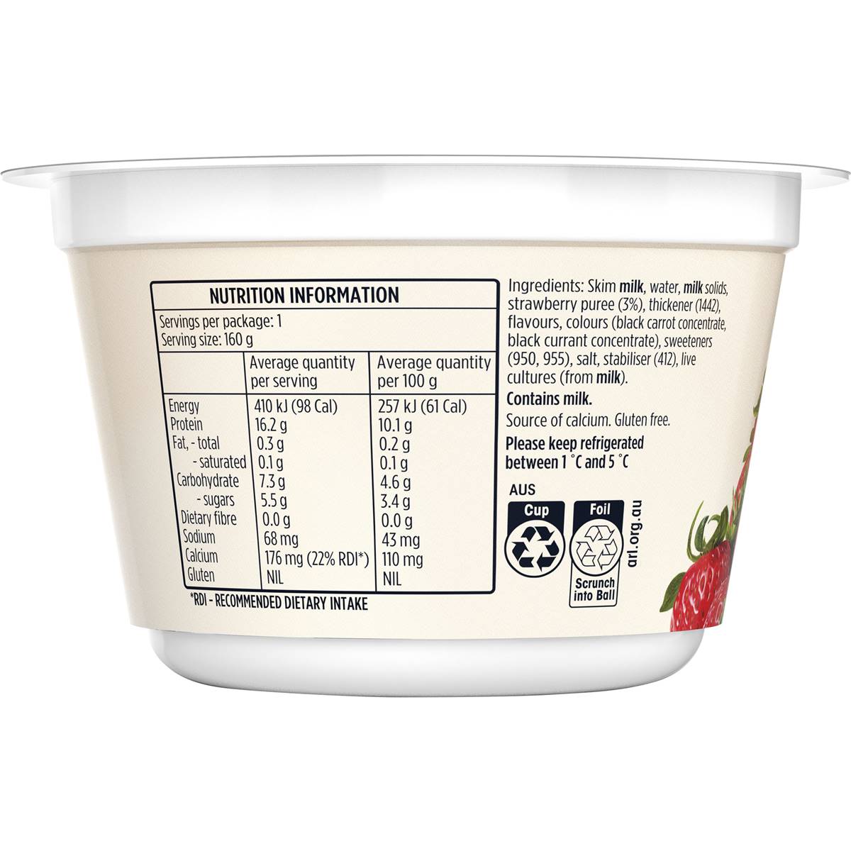 Pauls Plus Protein Strawberry Yoghurt 160g | Woolworths