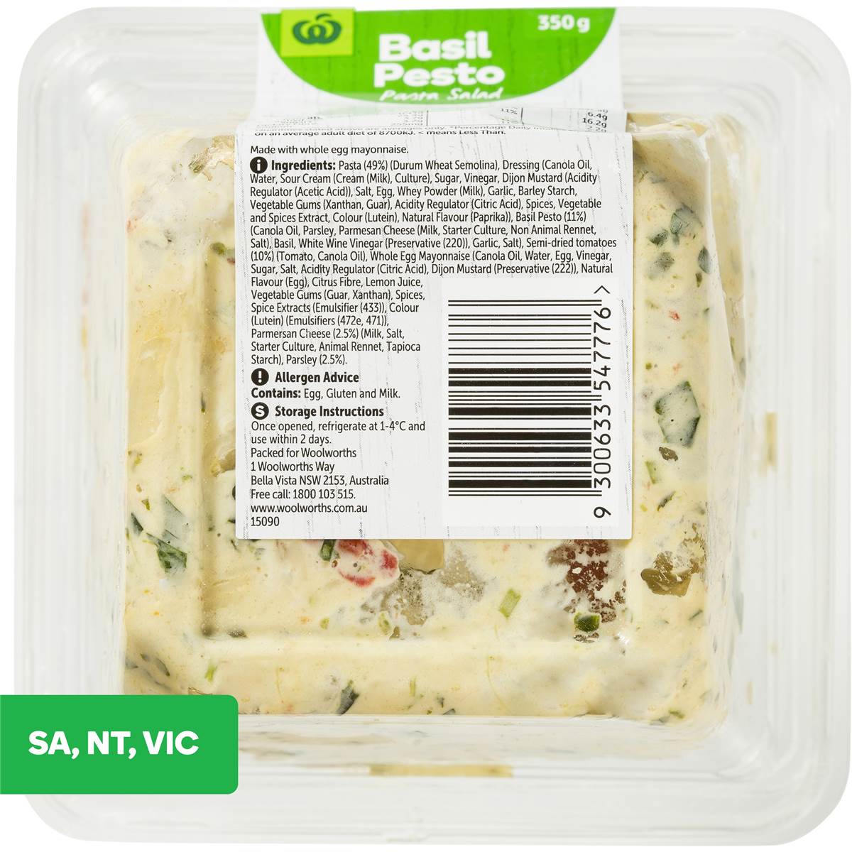 Woolworths Basil Pesto Pasta 350g Woolworths