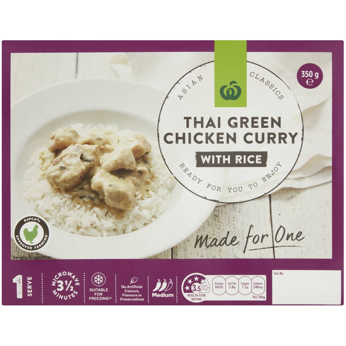 Woolworths Chicken Green Curry With Rice 350g Woolworths