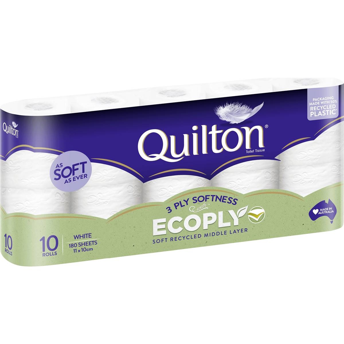 Quilton 3 Ply Toilet Tissue Ecoply 10 Pack | Woolworths