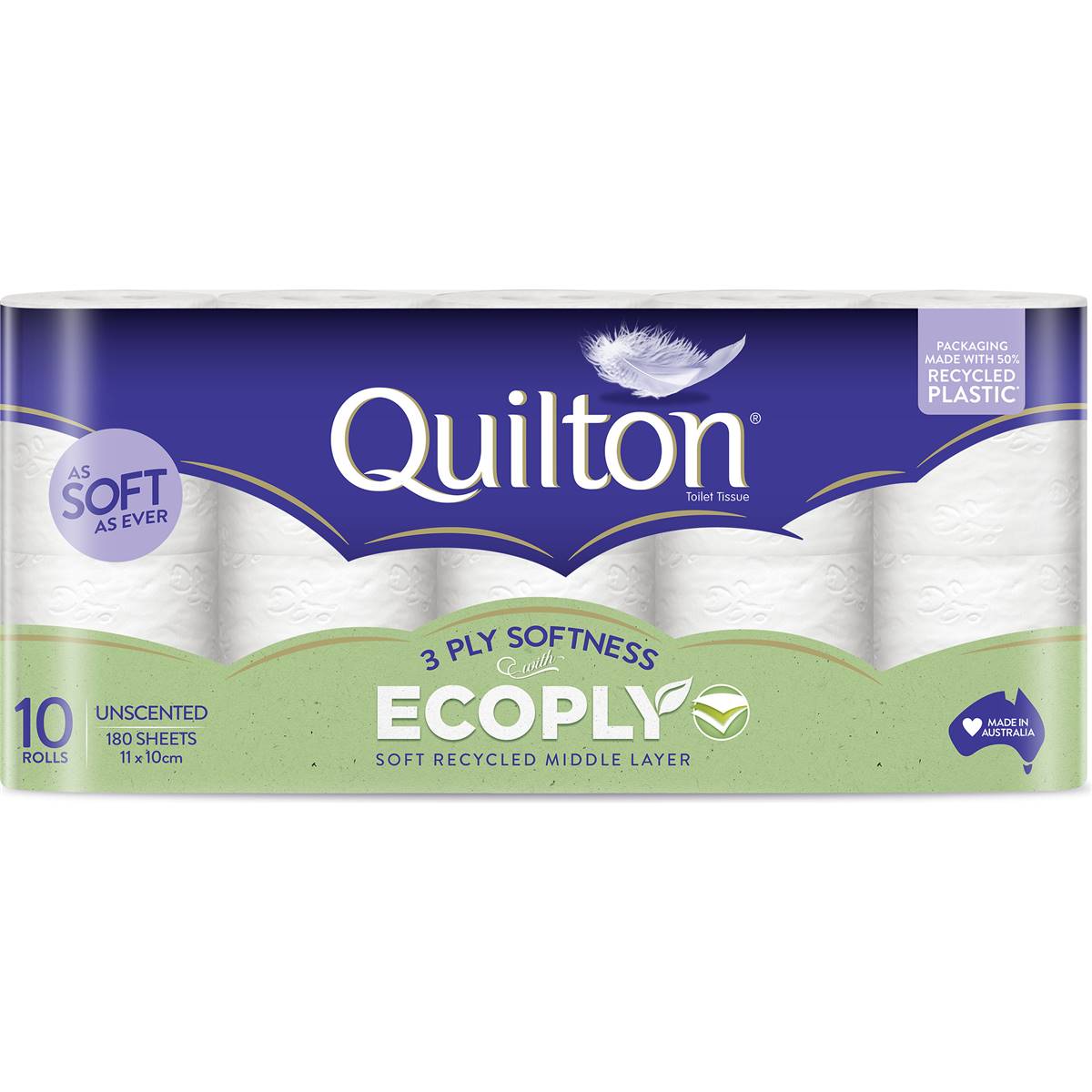 Quilton 3 Ply Toilet Tissue Ecoply 10 Pack | Woolworths