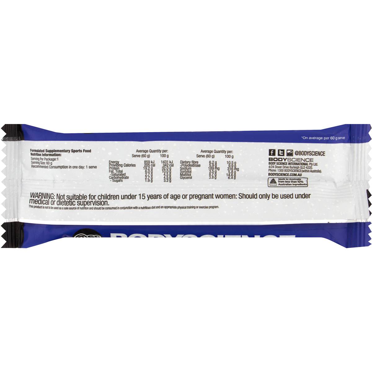 Bsc Body Science High Protein Low Carb Bar Cookies & Cream 60g Woolworths