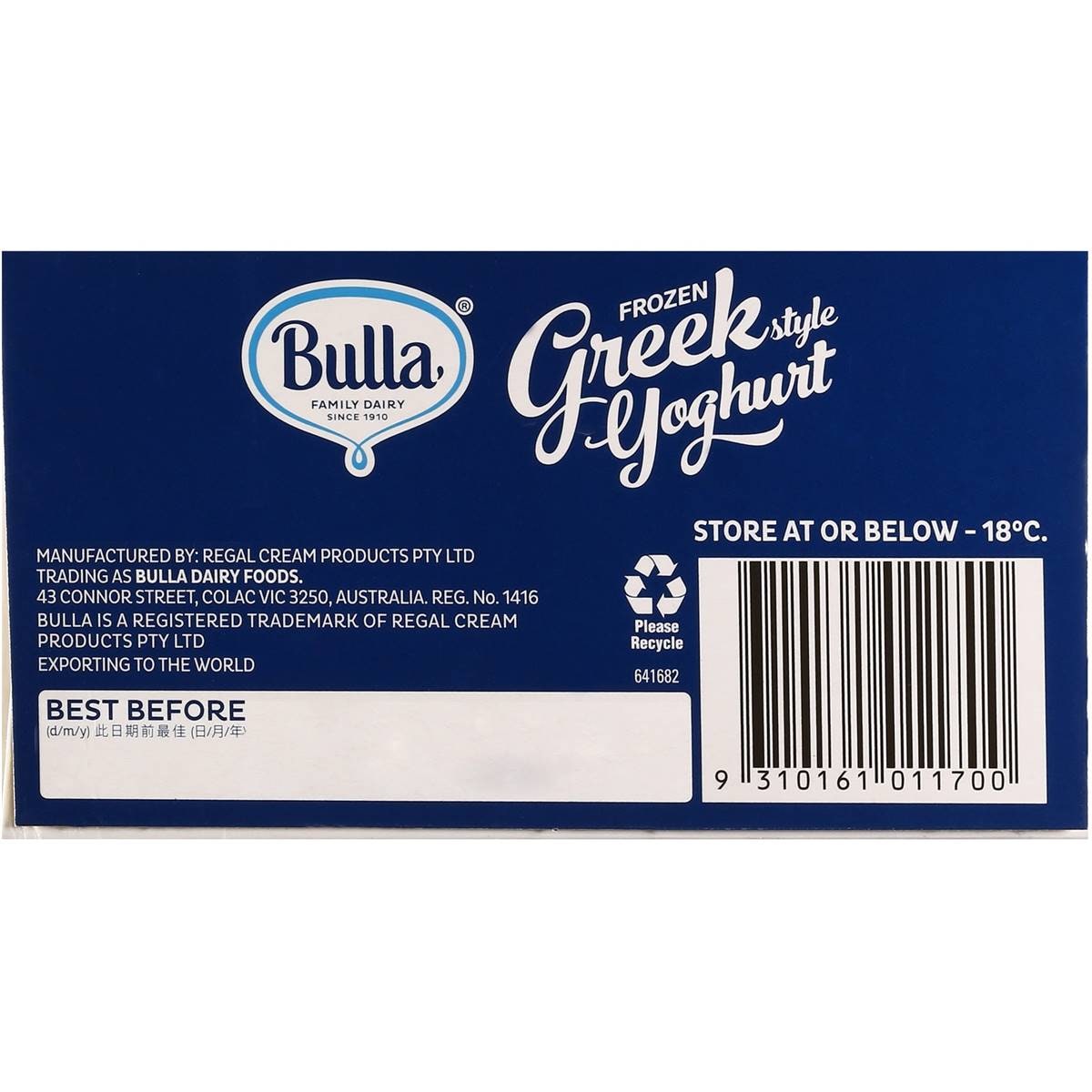 Bulla Greek Frozen Yoghurt Boysenberry Classic Cones 4 Pack Woolworths