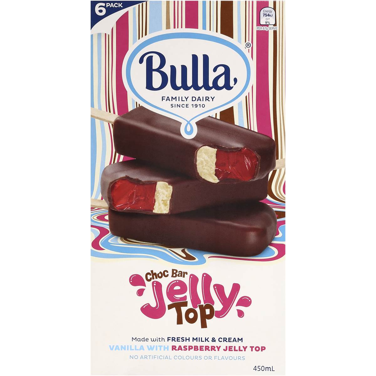 Bulla Choc Bar Jellyice Cream 450ml 6pk Woolworths