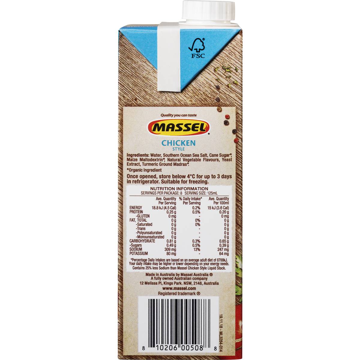 Massel Plant Based Chicken Style Liquid Stock Salt Reduced 1l Woolworths