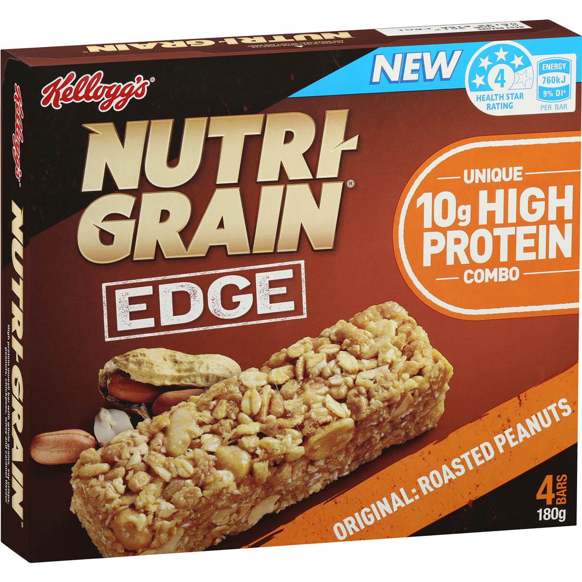 Kellogg's Nutrigrain Edge Bar Original Roasted Peanuts 4pk 180g