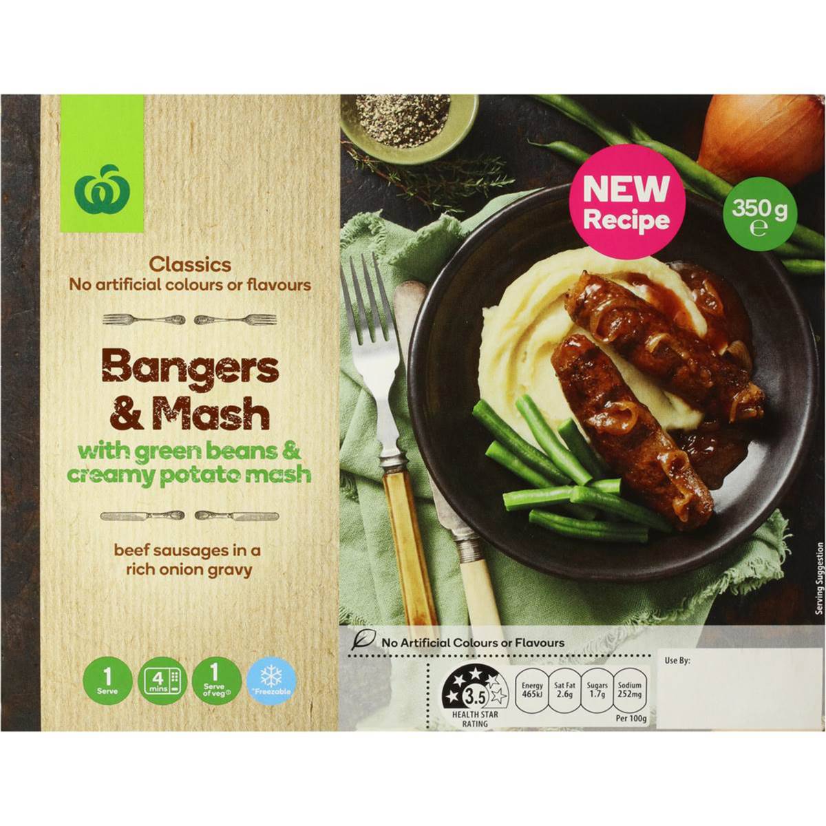 Woolworths Bangers & Mash Chilled Meal 350g Woolworths