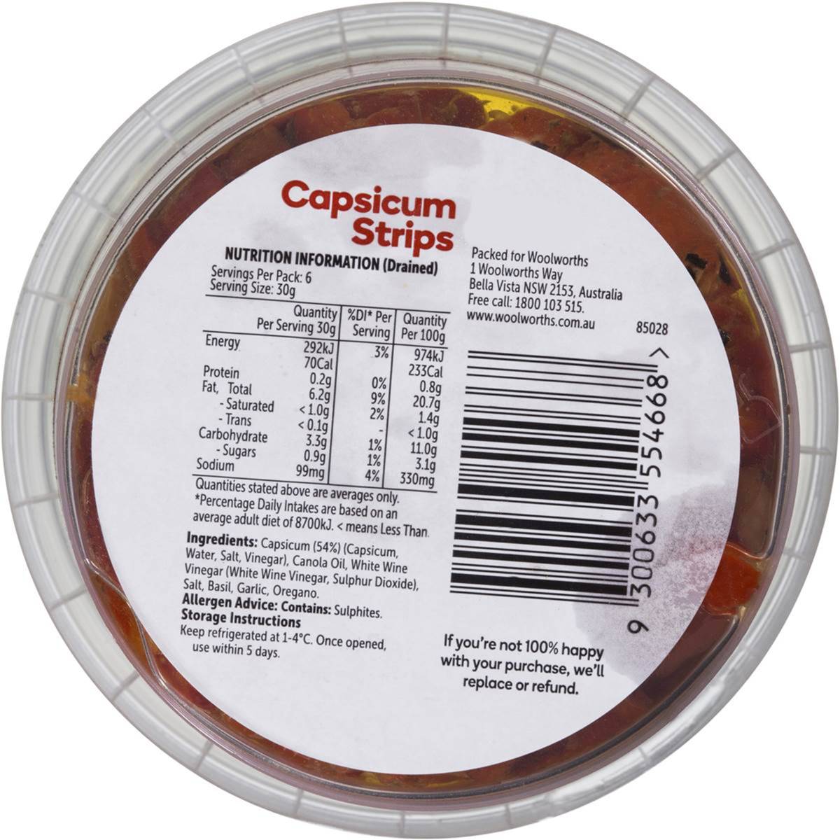 Woolworths Roasted Capsicum Strips Prepacked 180g Woolworths