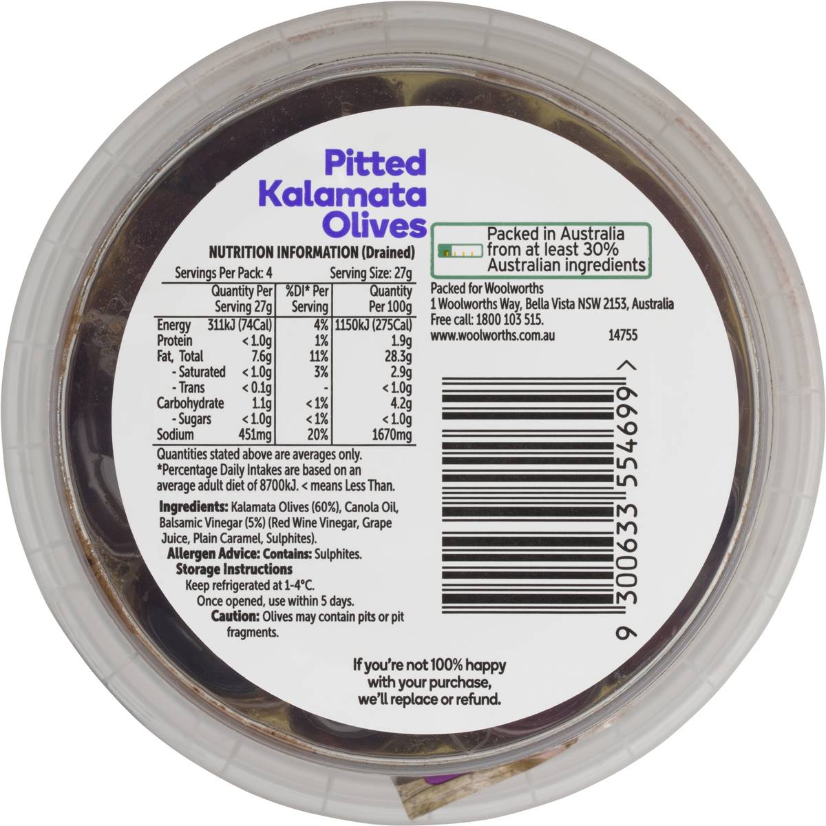 Woolworths Pitted Kalamata Olives In Balsamic Prepacked 180g Woolworths
