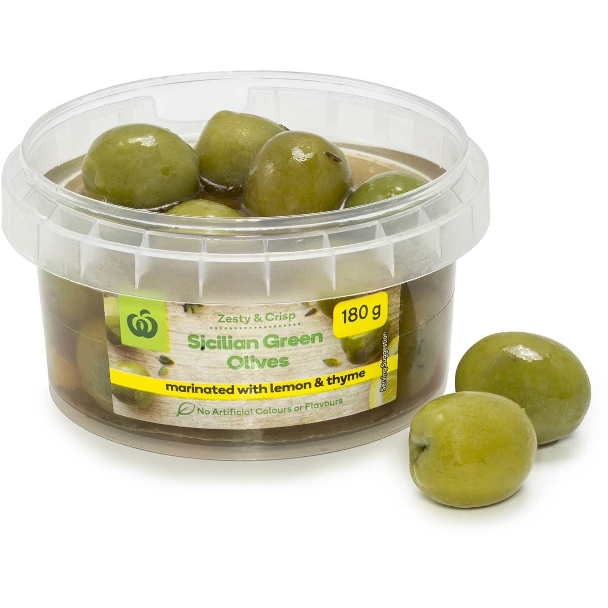 Woolworths Sicilian Olives Lemon & Thyme 180g Woolworths