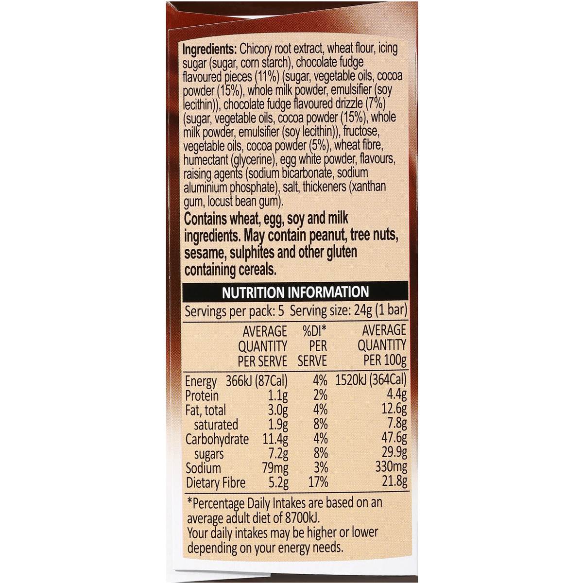 Fibre One Muesli Bars Choc Fudge Brownie 120g Woolworths