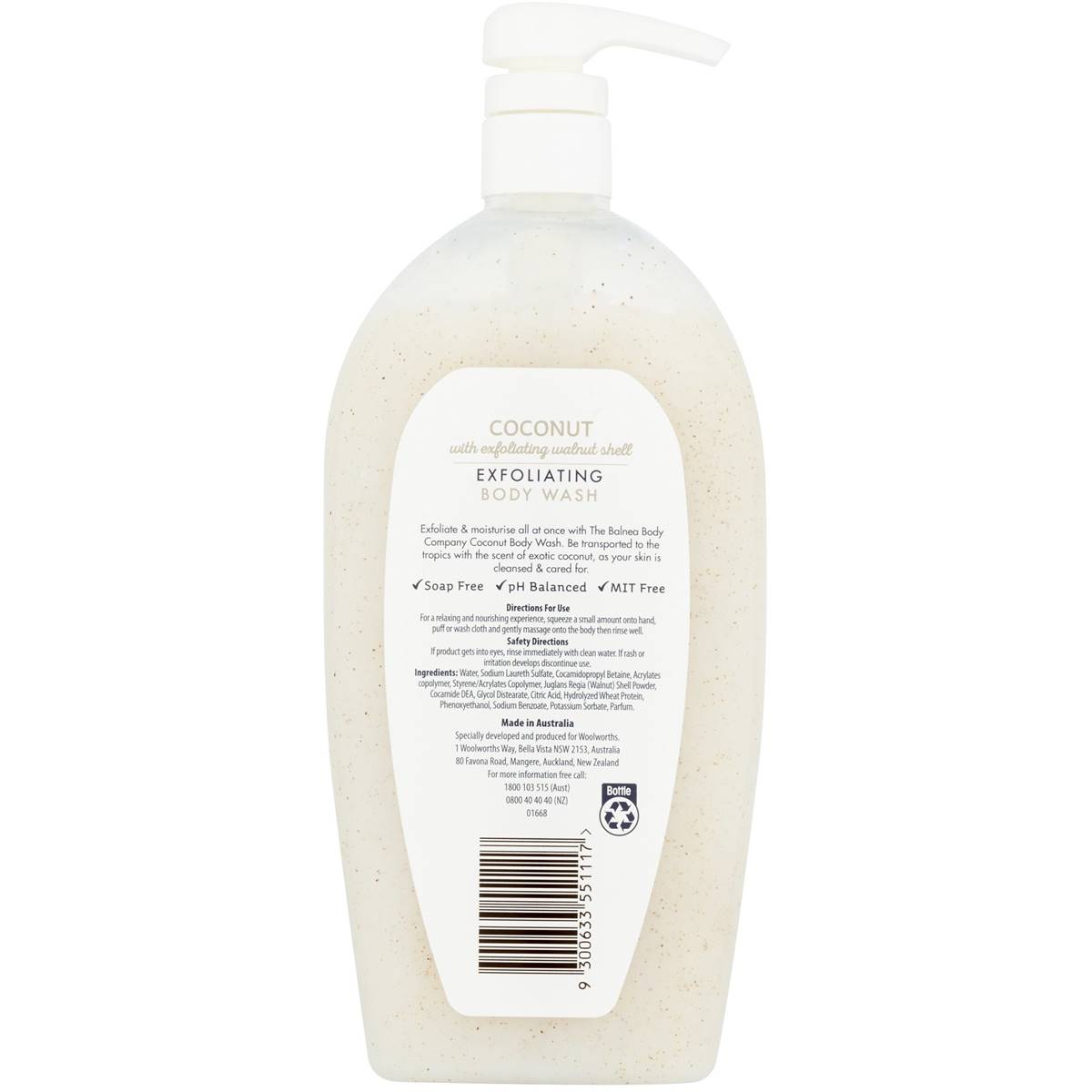 Balnea Coconut Body Wash Body Wash 1l Woolworths
